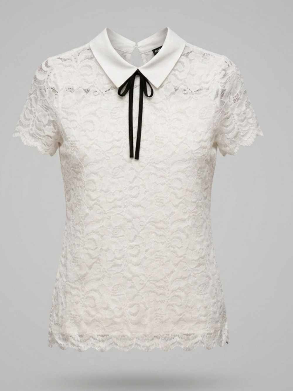 Karl Lagerfeld Paris White Lace Blouse NWOT PXS Bow Romantic Vintage Feminine